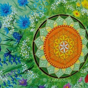  Vadvirágos-gyógynövényes Mandala Életvirága szimbólummal  - otthon & életmód - dekoráció - spiritualitás - mandala - Meska.hu