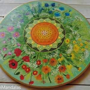  Vadvirágos-gyógynövényes Mandala Életvirága szimbólummal  - otthon & életmód - dekoráció - spiritualitás - mandala - Meska.hu