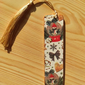 Karácsonyi fa könyvjelző, Könyv & Zene, Könyvjelző, Decoupage, transzfer és szalvétatechnika, Meska