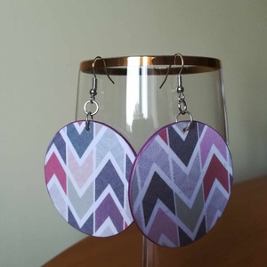Geometrikus chevron mintás fa fülbevaló  - Meska.hu
