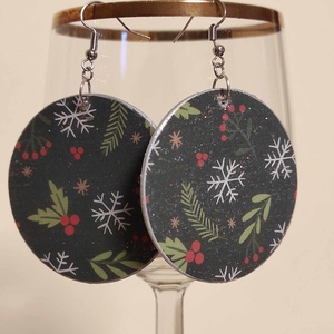 'Christmas Mood' fa fülbevaló, Karácsony, Karácsonyi ruházat, Karácsonyi ruha kiegészítők, Decoupage, transzfer és szalvétatechnika, Ékszerkészítés, MESKA