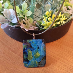 'Óceáni áramlatok' medálos nyaklánc, Ékszer, Nyaklánc, Medálos nyaklánc, Decoupage, transzfer és szalvétatechnika, Ékszerkészítés, MESKA