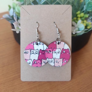 Cicakompánia fa fülbevaló - ékszer - fülbevaló - lógós kerek fülbevaló - Meska.hu