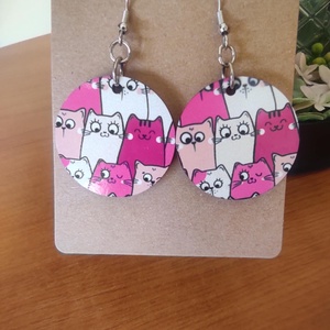 Cicakompánia fa fülbevaló - ékszer - fülbevaló - lógós kerek fülbevaló - Meska.hu