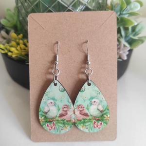 Erdei barátok fülbevaló, Ékszer, Fülbevaló, Lógó csepp fülbevaló, Decoupage, transzfer és szalvétatechnika, Ékszerkészítés, MESKA