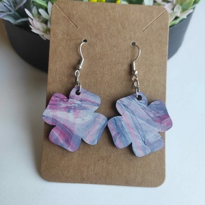 'Lila örvény' fa fülbevaló - ékszer - fülbevaló - lógó fülbevaló - Meska.hu