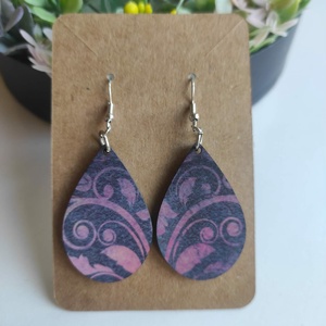 Rózsabimbós csepp fa fülbevaló - ékszer - fülbevaló - lógó csepp fülbevaló - Meska.hu