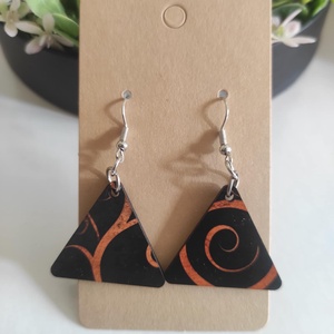 'Fekete csavar' fa fülbevaló - ékszer - fülbevaló - lógó fülbevaló - Meska.hu