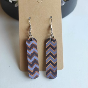 'Retro Hullám' � hosszúkás fa fülbevaló - ékszer - fülbevaló - lógó fülbevaló - Meska.hu