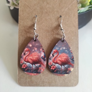 'Flamingó Álom' fa csepp fülbevaló - ékszer - fülbevaló - lógó csepp fülbevaló - Meska.hu