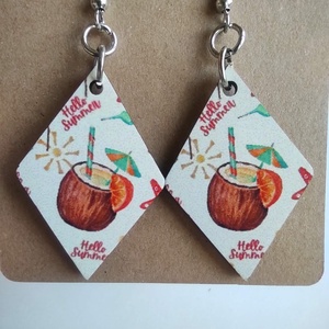 'Hello Summer' kókuszos fa fülbevaló - ékszer - fülbevaló - lógó fülbevaló - Meska.hu