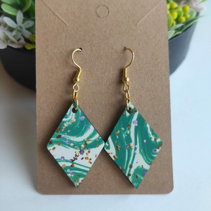 'Smaragd Örvény' fa fülbevaló - ékszer - fülbevaló - lógó fülbevaló - Meska.hu