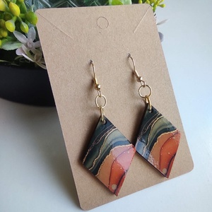 'Smaragd Napfény' rombusz fa fülbevaló - ékszer - fülbevaló - lógó fülbevaló - Meska.hu