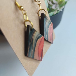 'Smaragd Napfény' rombusz fa fülbevaló - ékszer - fülbevaló - lógó fülbevaló - Meska.hu