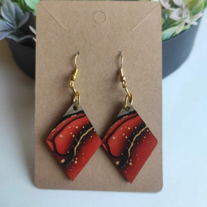 'Smaragd Napfény' rombusz fa fülbevaló - ékszer - fülbevaló - lógó fülbevaló - Meska.hu