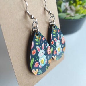 Tavaszi Nyuszi húsvéti fa fülbevaló - ékszer - fülbevaló - lógó csepp fülbevaló - Meska.hu