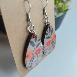 Őszi virágok csepp fa fülbevaló - ékszer - fülbevaló - lógó csepp fülbevaló - Meska.hu