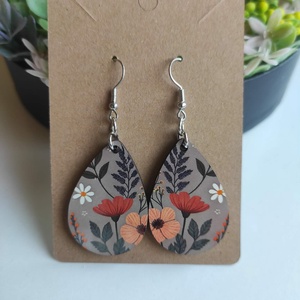 Őszi virágok csepp fa fülbevaló - ékszer - fülbevaló - lógó csepp fülbevaló - Meska.hu