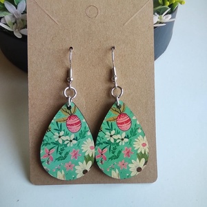 Húsvéti tavaszkert fa csepp fülbevaló, Ékszer, Fülbevaló, Lógó csepp fülbevaló, Decoupage, transzfer és szalvétatechnika, Ékszerkészítés, MESKA