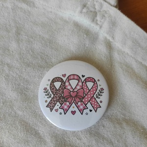 Rózsaszín szalagos kitűző 58 mm - Meska.hu