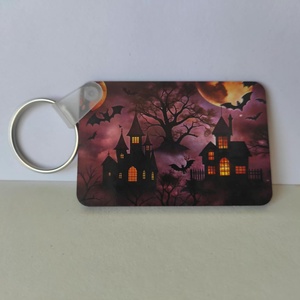 Halloween házikós kétoldalas kulcstartó � boszorkányos hangulat - Meska.hu