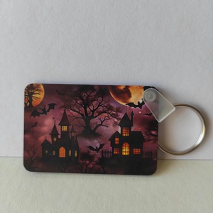 Halloween házikós kétoldalas kulcstartó � boszorkányos hangulat - táska & tok - kulcstartó & táskadísz - kulcstartó - Meska.hu