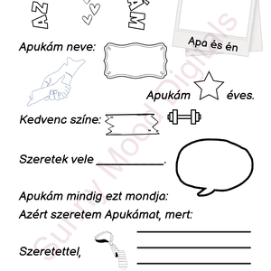 Az én Apukám  Nyomtatható ajándék oldal gyerekektől, Művészet, Grafika & Illusztráció, Digitális, Mindenmás, MESKA