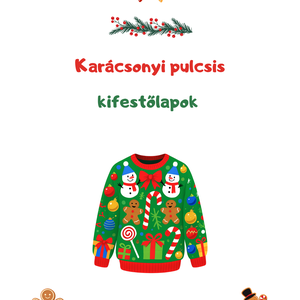Karácsonyi pulcsis kifestőlapok  20+1 oldalas nyomtatható színező gyerekeknek és felnőtteknek (PDF) - Meska.hu