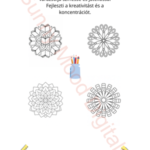 Mandalák iskolai eszközökből  30 kifestőoldal (nyomtatható PDF) - otthon & életmód - papír, írószer - színező - Meska.hu