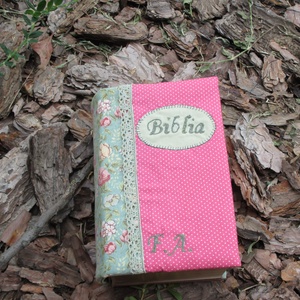 Zöld virágos-rózsaszín pöttyös Biblia borító Megrendelt -  - Meska.hu