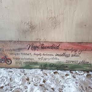 Dekor tábla motoros-magyar identitású napi teendőid, Otthon & Életmód, Dekoráció, Kép & Falikép, Táblakép, Decoupage, transzfer és szalvétatechnika, MESKA