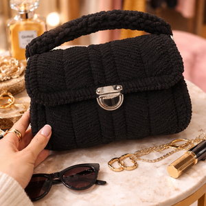 Fekete kanava kistáska, Táska & Tok, Kézitáska & válltáska, Alkalmi táska, Horgolás, MESKA