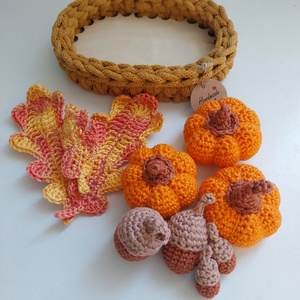 Horgolt őszi tál - otthon & életmód - dekoráció - asztal és polc dekoráció - asztaldísz - Meska.hu