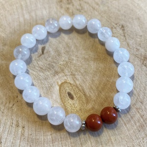 Valentin-napra! 2 db Piros jáspis + fehér jáde/lávakő + Baligyöngy páros ásvány karkötő - ékszer - karkötő - ásványkarkötő - Meska.hu