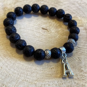 Személyre szabott 2 db fehér jáde/lávakő páros ásvány karkötő betűmedálokkal, díszekkel - ékszer - karkötő - ásványkarkötő - Meska.hu