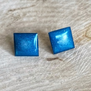 Műgyanta fülbevaló - kék színű pigment porral, Ékszer, Fülbevaló, Pötty fülbevaló, Ékszerkészítés, MESKA