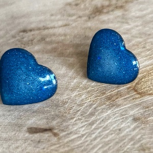 Műgyanta fülbevaló - kék műgyanta, kék színű pigment porral, Ékszer, Fülbevaló, Pötty fülbevaló, Ékszerkészítés, MESKA