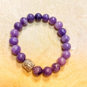 Buddhafejes lepidolit ásvány karkötő, Ékszer, Karkötő, Ásványkarkötő, Ékszerkészítés, MESKA