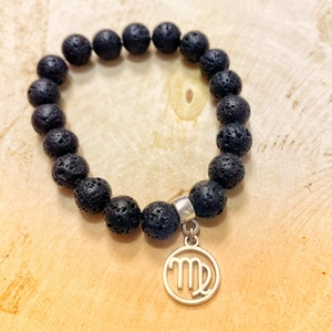 Személyre szabott lávakő ásvány karkötő horoszkóp medállal, Ékszer, Karkötő, Ásványkarkötő, Ékszerkészítés, MESKA
