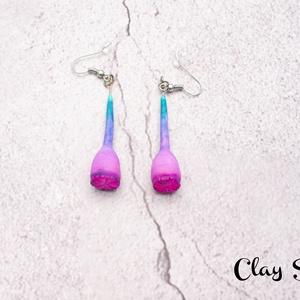 Mákgubó magenta fülbevaló ékszergyurmából/Polymer clay mák füli, Ékszer, Fülbevaló, Lógó fülbevaló, Gyurma, Ékszerkészítés, Meska