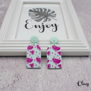 Flamingós trópusi fülbevaló süthető gyurmából / Dinnye mintás füli ékszergyurmából/Polymer clay nyári fülbevaló, Ékszer, Fülbevaló, Lógó fülbevaló, Gyurma, Ékszerkészítés, Meska