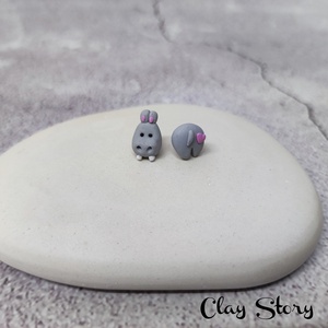 Víziló bedugós polymer clay fülbevaló/ vízíló süthető gyurma füli, Ékszer, Fülbevaló, Pötty fülbevaló, Ékszerkészítés, Gyurma, Meska