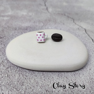 Kávé és bögre bedugós polymer clay fülbevaló/ kávésbögre süthető gyurma füli, Ékszer, Fülbevaló, Pötty fülbevaló, Ékszerkészítés, Gyurma, Meska