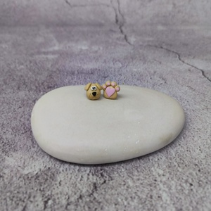 Kutya és csont polymer clay fülbevaló/Kutyus és kutyaház süthető gyurma füli/Kutyatappancs füli - ékszer - fülbevaló - pötty fülbevaló - Meska.hu