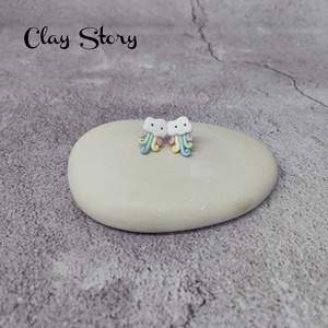 Szivárvány és felhő polymer clay fülbevaló/szivárványos felhő süthető gyurma füli, Ékszer, Fülbevaló, Pötty fülbevaló, Ékszerkészítés, Gyurma, Meska