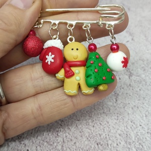 Karácsonyi kitűző süthető gyurmából /Télapó bross polymer clay-ből - ékszer - kitűző és bross - kitűző - Meska.hu