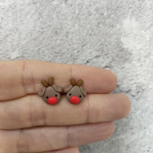 MIni karácsonyi rénszarvas pötty fülbevaló/mini karácsonyi Rudolf bedugós füli  - Meska.hu