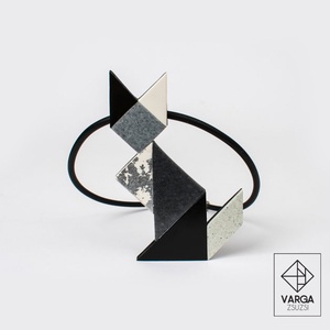 Fekete-fehér-gránit macska nyaklánc süthető gyurmából - ékszer - ékszerszett - Meska.hu