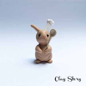 Szakács nyuszi süthető gyurmából/Polymer clay nyúl szívvel  figura - Meska.hu