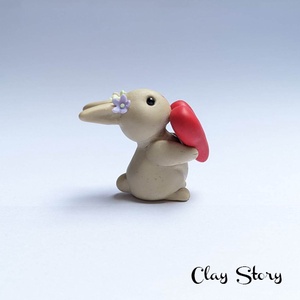 Húsvéti nyuszi süthető gyurmából/Polymer clay nyúl figura - esküvő - dekoráció - sütidísz - Meska.hu